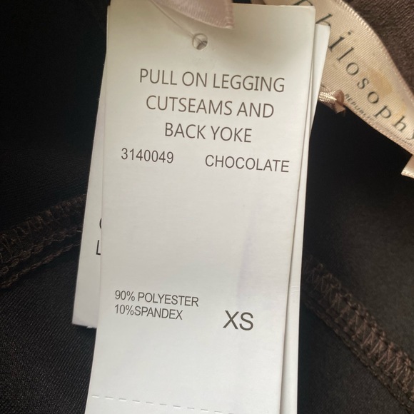 Philosophy faux suede chocolate brown leggings NWT size xs - Picture 5 of 6